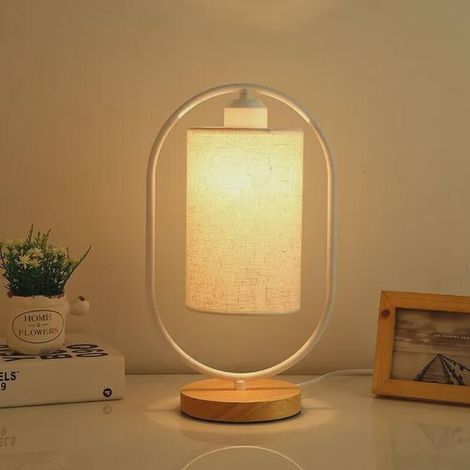 Jalleria Lampe de table de chevet LED, lampe de chambre avec abat-jour moderne en tissu, lampe de table au design élégant (ampoule LED 5W) (1/5)