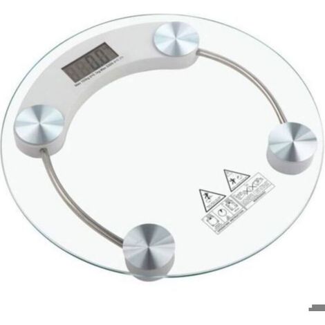Balance Pèse-personne - Verre Trempé - Capacité 180 Kg - Écran LCD - Blanc Transparent - 1 Pièce (1/3)