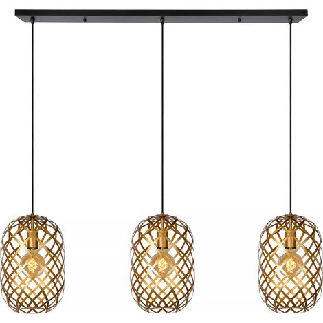 Lampada sospensione industriale oro Wolfram 3xE27 Lucide (1/5)
