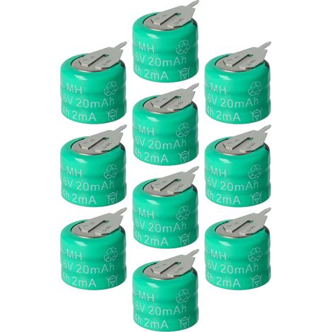 vhbw 10x NiMH replacement button cell battery tab type 3/V15H 2 pins 20mAh 3.6V suitable for model building batteries, solar lights etc. (1/4)