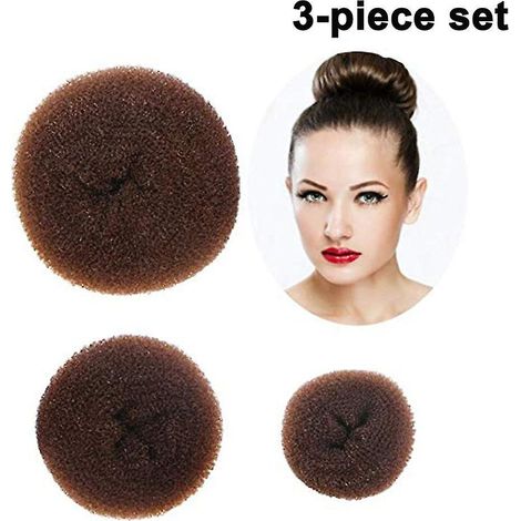 Lot de 3 chignons donuts, nylon léger, accessoires cheveux longs et épais, pour sport et mariage (1/5)