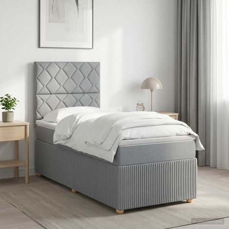 Letto box spring con materasso Grigio Chiaro Singolo Tessuto vidaXL (1/5)