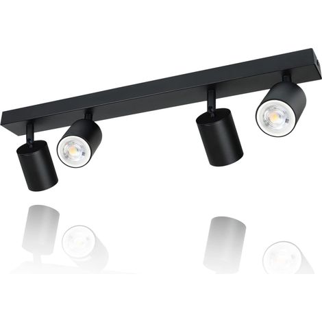 ZMH Plafonnier LED noir spot de plafond : plafonnier GU10 spots 4 flammes spot de plafond rotatif à 350° lampe de couloir moderne spot mural industr (1/5)