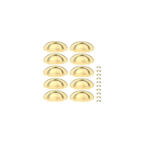 10 Pcs Poignée Or de Meuble Coquille Vintage Poignée pour Tiroir Armoire 82mm Bouton Porte Placard avec Vis (1/5)