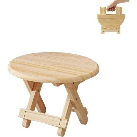 Taburete pequeño, banco plegable de madera, Asiento de viaje, taburete redondo infantil, taburete portátil para el hogar, Soporta hasta 90 kg (1/5)