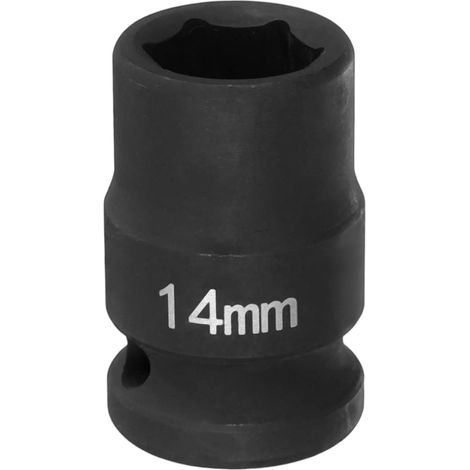 Douille à Choc 6 Points 14mm Douille Métrique 1/2" Entraînement Carré 1.5" (38mm) Long Douilles Hexagonales pour Écrous d'Axe de Broche en Acier Cr-Mo Phosphaté, Noir (1/5)