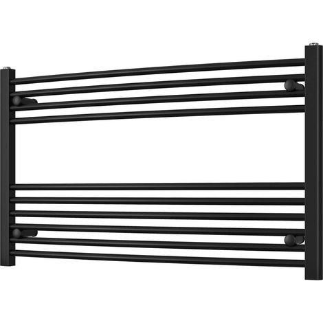 Zennor - Black Heated Towel Rail - H600mm x W1000mm - Curved (1/3)