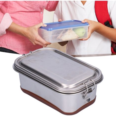 Boîte à lunch Bento en acier inoxydable étanche et anti-fuite, idéale pour le bureau, le camping, les pique-niques et les voyages (double compartiment). (1/5)