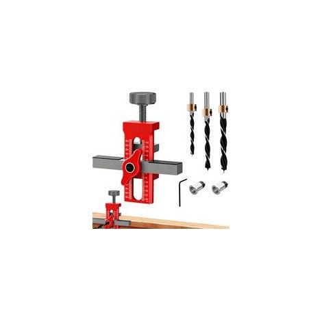 Gabarit de Montage de Porte D'armoire, Positionneur D'installation de Porte D'armoire en Alliage D'aluminium R��glable Robuste et Facile �� Utiliser pour le Montage de Portes de Placard(Rouge)