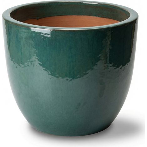Provencelia Pflanzkübel Lancelot Ø47 cm Höhe 41 cm frostbeständig, keramisch, handgefertigt, Jade (1/5)
