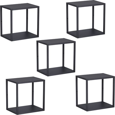 Wandregal Nostened 5er Set Schwarz [en.casa]