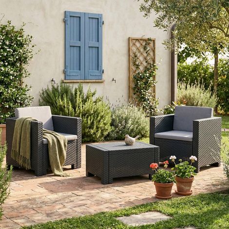 Set Salon d’extérieur, Salon d'extérieur, Kit terrasse ou Jardin, Composition d'un Salon d'extérieur, Anthracite (1/5)