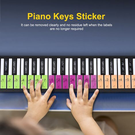 Étiquettes/autocollants blancs amovibles pour clavier électronique de piano à 88 touches (multicolores). (1/5)
