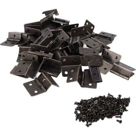 50 pièces Charnières Aspect Électrozingage Fer Durable Boîtes en Bois Réparation Accessoires avec Vis Bronze Vert (1/5)