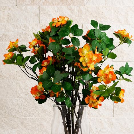 Pack of 6 x 60cm Flower Foliage Spray - Orange - Premium Quality (1/5)