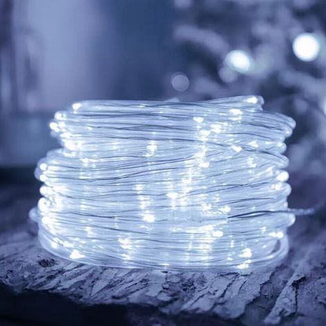 20 mètres de guirlande lumineuse LED 200 lumières, tube de fil de cuivre, étanche pour extérieur, décoration d'ambiance élégante, blanc