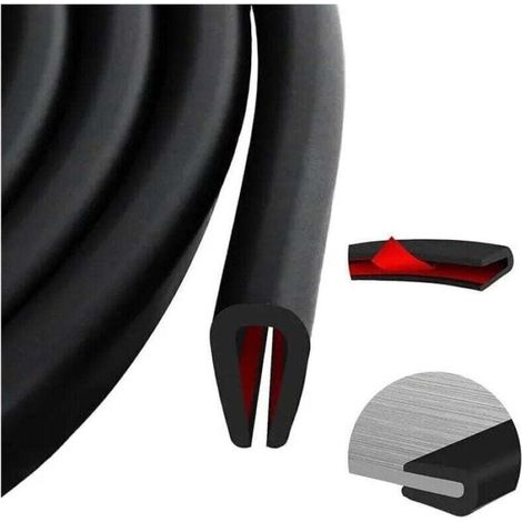Protection bord de tole EPDM joint caoutchouc en u joint porte voiture adhesif noir caoutchouc protection metal verre (3m, 2mm) (1/4)