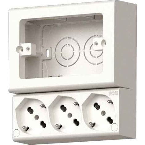 MULTIPRESA DA PARETE SCHUKO 'EMILIA SMART' ROSI 3 Prese schuko 2P+T 10/16A - Colore Bianco