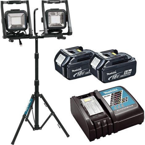 Makita DML805 18v 110v LXT LED Work Light Site Light Twin + Tripod + 5AH Battery (1/4)