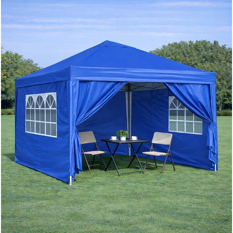 Carpa plegable para eventos 300x300x211 cm de acero azul, impermeable, para jardín y fiestas (1/5)