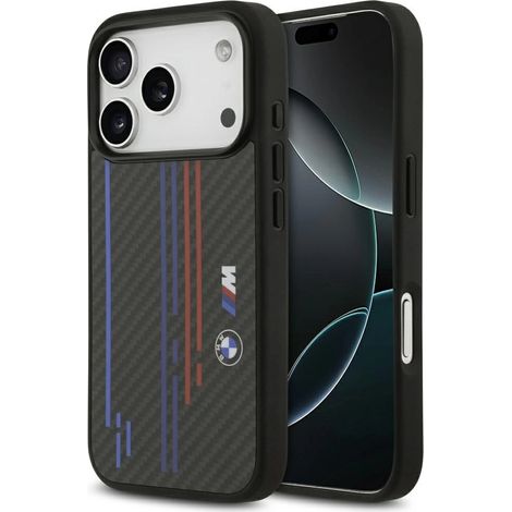 Coque MagSafe BMW M avec lignes en Kevlar et logo pour iPhone 17 Pro - Noire (1/5)