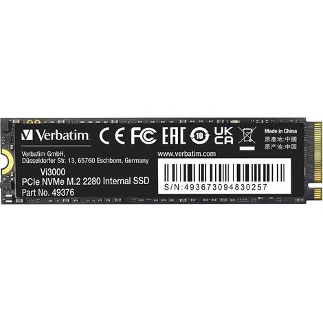 Verbatim Vi3000 512 Go M.2 2280 PCIe Gen3 NVMe SSD (3300/2500 Mo/s) (1/3)