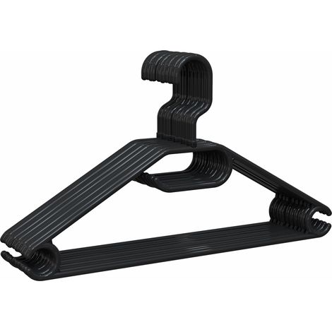Cintres en Plastique Recyclé 100%, Lot de 10, Noirs - Crochet Rotatif à 360º, Gain de Place, Support pour Accessoires et Crochets pour Robes, Fabriqués en Espagne (1/5)