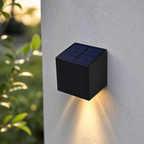 Applique murale solaire LED carrée, étanche IP55, lumière blanche/chaude, sans fil, autonomie 10h, 9.5x9.5cm, pour jardin et terrasse (1/4)