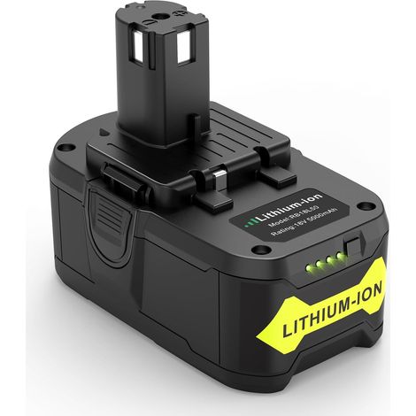 Batterie pour Ryobi RB18L50, 18V 5000mAh, batterie de remplacement Li-ion pour les outils électriques sans fil Ryobi BPL-1815, BPL-1820G, BPL-1820, BPL-18151, P102, P103, avec voyant lumineux (1/5)