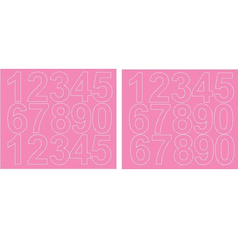 Autocollants chiffres auto-adhésifs 6 cm rose mat (1/2)