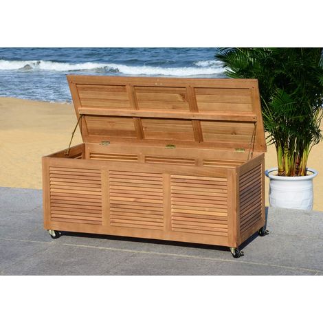 Boîte de rangement en bois pour l'extérieur - Neutre - 71 x 45 x 95 cm (1/3)