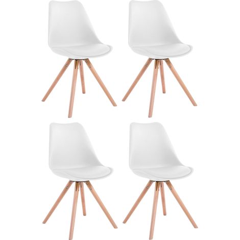 Set di 4 sedie Toulouse in ecopelle rotonde bianco natura (1/5)