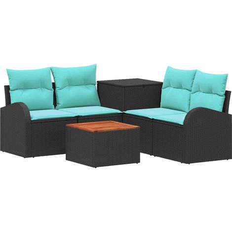 Sofa Set 6 stk. Schwarz und Blau 55 x 55 x 37 cm vidaXL (1/5)