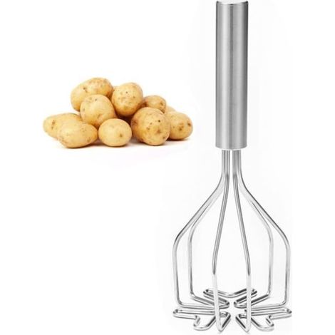 Presse-Purée - Ustensiles de Cuisine - Acier Inoxydable - Poignée Antidérapante - 25x9.5cm - Facile à Nettoyer (1/4)