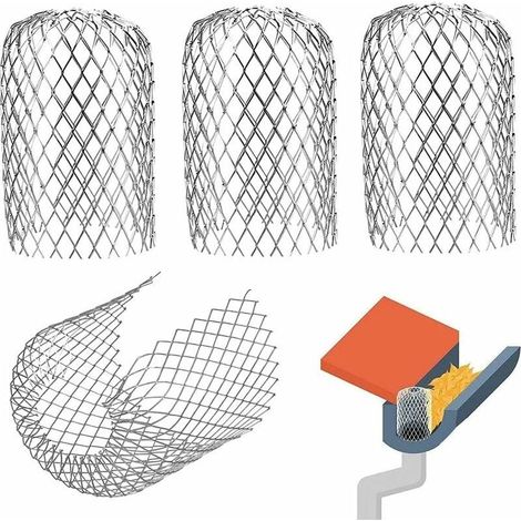 Lot de 4 Crépine de Feuilles, Filtre de Gouttière, Filtre de Toit en Acier Inoxydable, Filtres Gouttière en Aluminium pour Arrêter La Mousse, La Boue Et Autres Débris (Argent) (1/5)