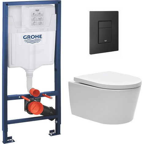 Pack WC Rapid SL + Cuvette sans bride Swiss Aqua Technologies + Plaque de commande noir mat (RapidSL-SATrimless-KF0)
