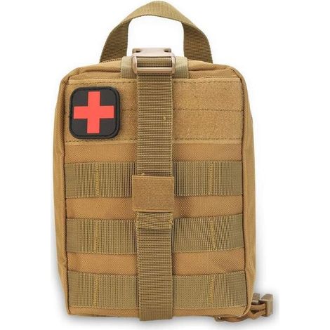 Trousse de premiers secours, pochette militaire de survie en plein air, tissu Oxford résistant à l'usure, pour le camping et la randonnée (kaki) (1/5)
