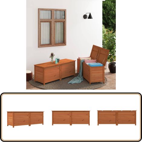 Outdoor-Kissenbox Braun 150x50x56 cm Massivholz Tanne - Holz Kissenbox - Gartenkiste - Auflagenbox - Gartendeckenunterlage - Wetterfestes Möbel