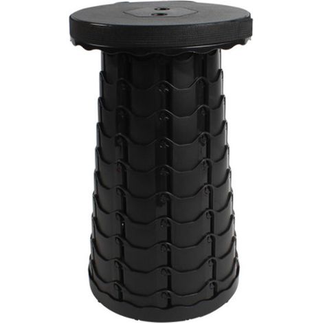 Tabouret Pliant Portable, Télescopique Tabouret Pliable Portable, Tabouret de Camping pour L'extérieur, Randonnée, Pêche, Barbecue, Intérieur, Voyage, Fête, Noir