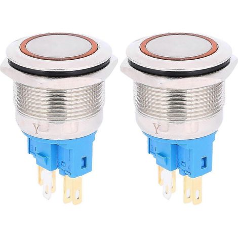 6-poliger Reset-Druckknopf Ø22 mm, IP65 wasserdicht – 2er-Pack Ringschalter, DC 3–6 V, orange (1/4)