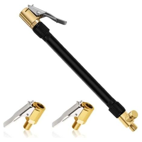 Pair Stück 30 cm Reifenfüllschlauch mit 2 Düsen, Verlängerungsschlauch für Autoreifenfüller, Kompressor, Autopumpe, Fahrrad, Motorrad