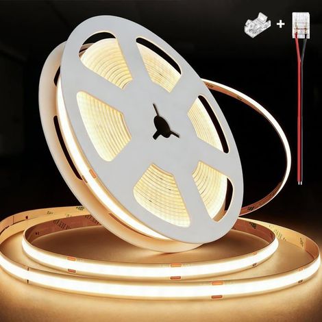 24V Ruban Led Cob Blanc Neutre 4000K 5M 480Led/M Cri90+ Dimmable Autocollant Bande Striscia Strip Lumineuse[CA151] (1/5)