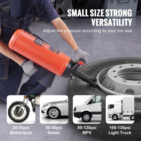 Gonfleur pneu portable VEVOR 9L 150 PSI, exploser pneu air compresse, 87-116 PSI, aluminium avion pour voiture camion ATV tracteur (1/5)