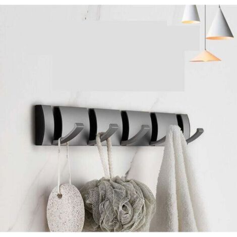 Porte-manteau mural pliable à 5 crochets, gain de place, avec cendrier intégré, idéal pour la salle de bain, la chambre, l'entrée, et pour suspendre chapeaux, écharpes, parapluies et clés.