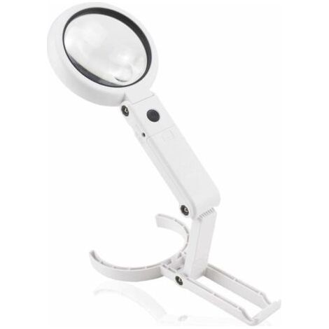 Loupe à main avec lumière LED, loupe de lecture, loupe de bureau avec support pliable pour lecture, inspection, soudage, processus, réparation, Ø75 mm