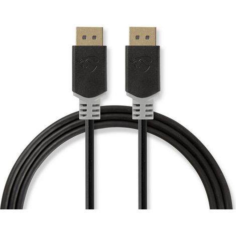 Cable displayport displayport macho displayport macho 8k60hz chapado en oro 200 metros redondo pvc antracita gris caja