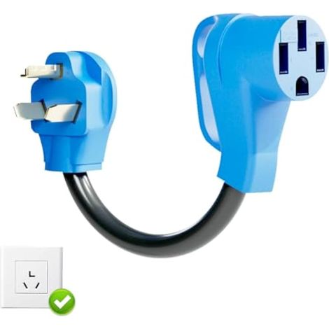 Exqutoo Cable adaptateur de chargeur EV, NEMA 10-30P vers NEMA14-50R, 3 broches vers 4 embouts 10AWG, 240V 50A (bleu) (1/5)