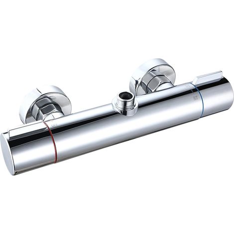Thermostatic Shower Faucet Shower System Bathroom Thermostatic Shower Faucet Wall Mounted Stainless Steel Hot and Cold Shower Faucet，Silver，Outlet facing up (1/5)