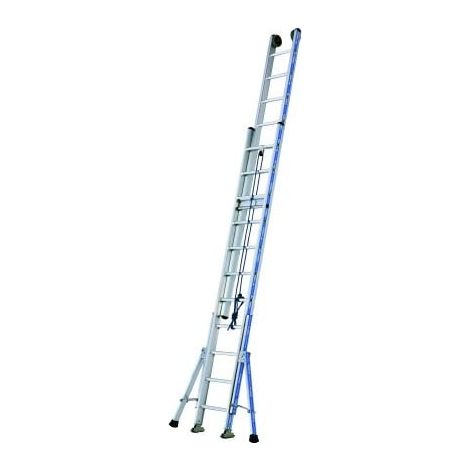 Tubesca Comabi – Échelle coulissante à corde 2 plans – Aluminium Platinium 500 – Longueur déployée 4,98 m – Barreaux antidérapants pour confort (1/5)