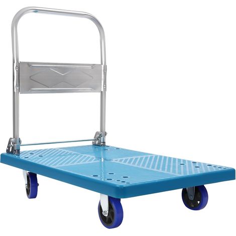 300 kg faltbarer Plattformwagen, Transportwagen, 4-rädriger Gepäckwagen, für Fabriken, Autowerkstätten, Hafenanlagen, Restaurants, Blau